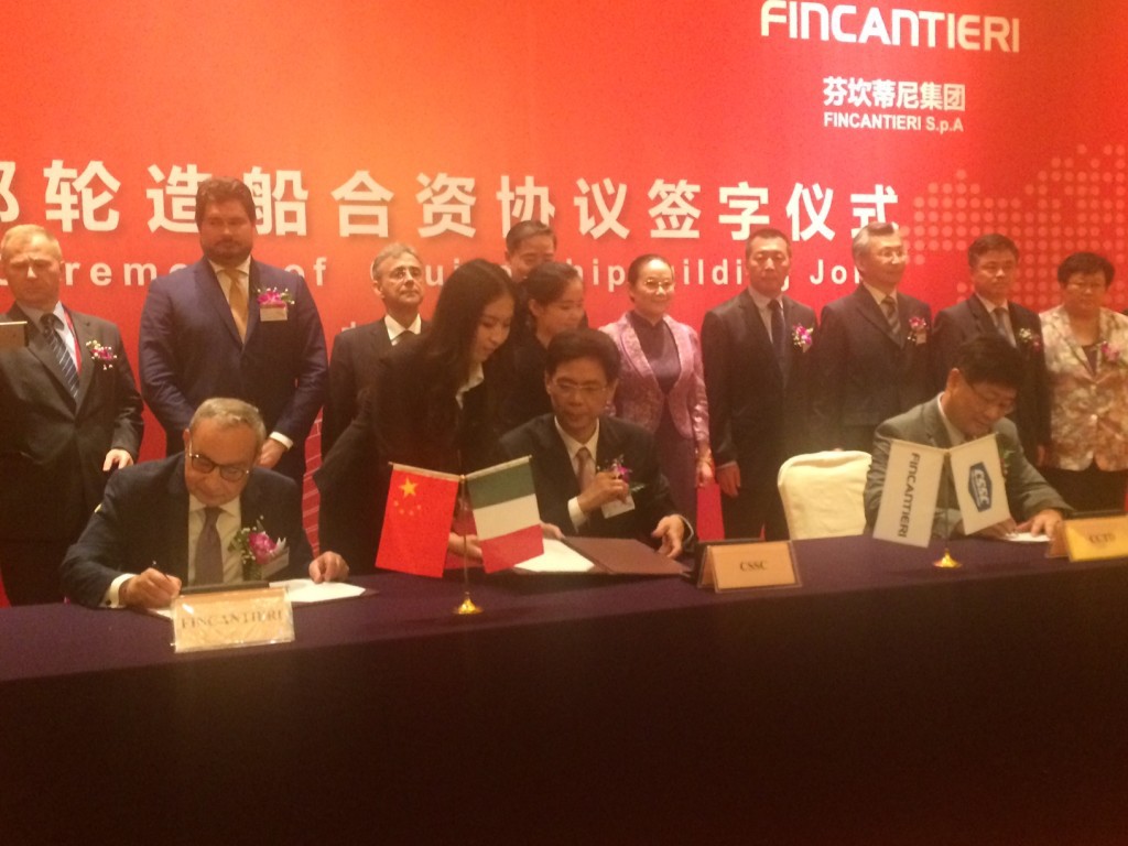 Fincantieri: costituito l’hub crocieristico in Cina