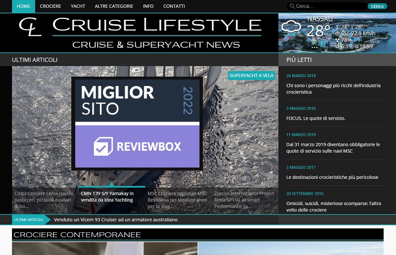 Reviewbox Italia premia Cruise Lifestyle: è il miglior sito del 2022